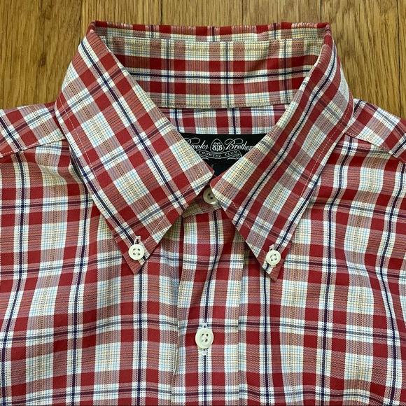 Brooks Brothers Country Club Plaid Red Button Down Collar Shirt Small - Picture 2 of 10